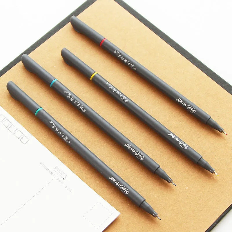 Set of 10 black hook line pens with 0.38mm fine tips for architectural drafting