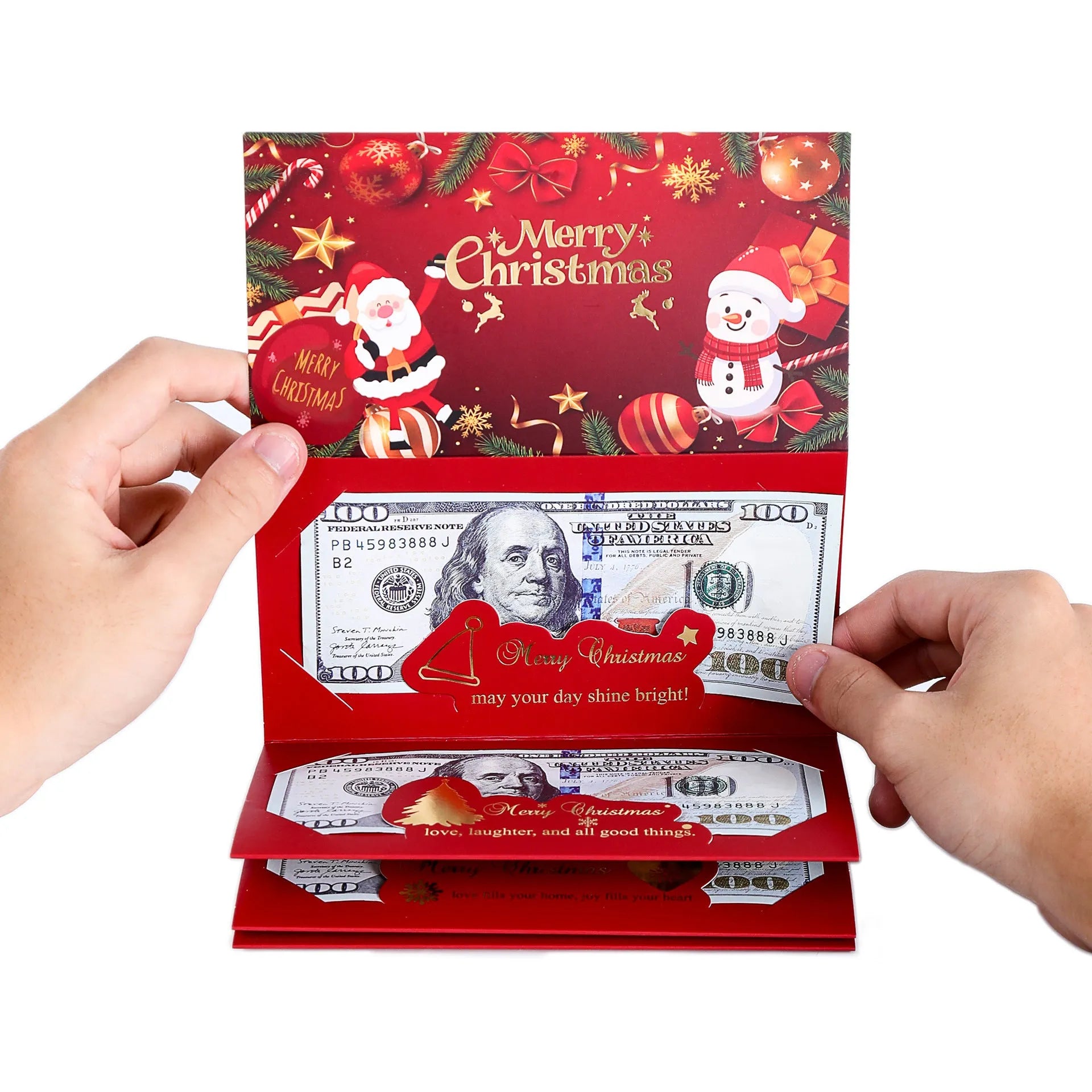 Gilded 6-card Christmas red envelope with Santa Claus design, 17x72cm