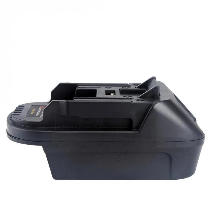 Black Milwaukee to MAKITA battery adapter measuring 125x90x65 mm for DM18M to H99F conversion