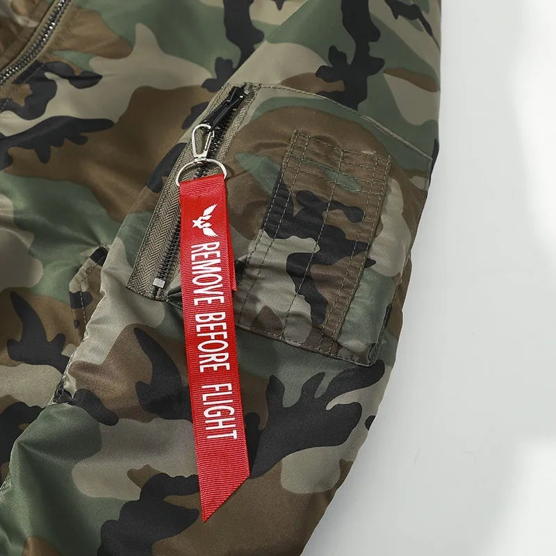 Men's thickened camouflage jacket in solid colour with side pockets, available in plus sizes