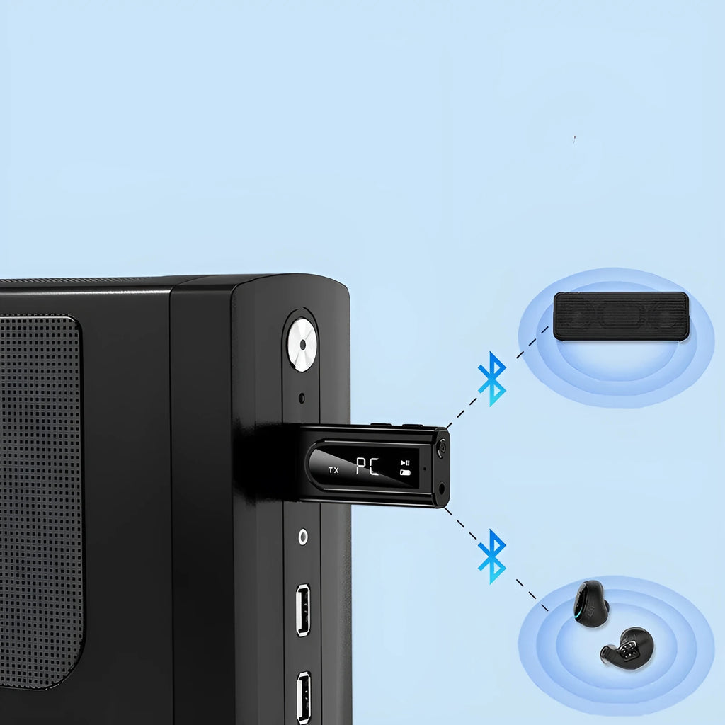 Black USB car FM Bluetooth transmitter adapter for MP3 playback with AUX input