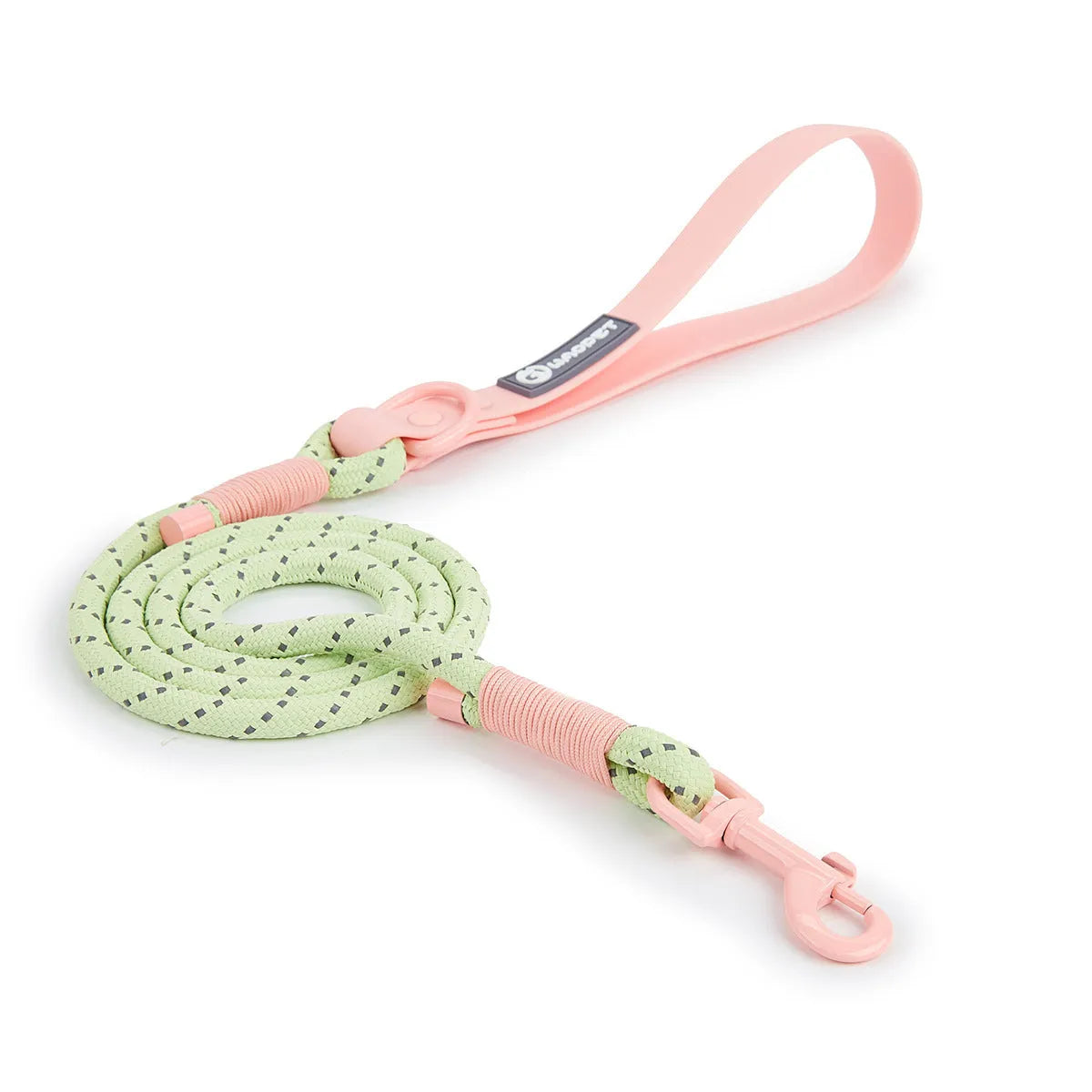 Solid colour PVC dog leash in crimson purple yellow or taoyao green, 120cm length with hand-holding rope design