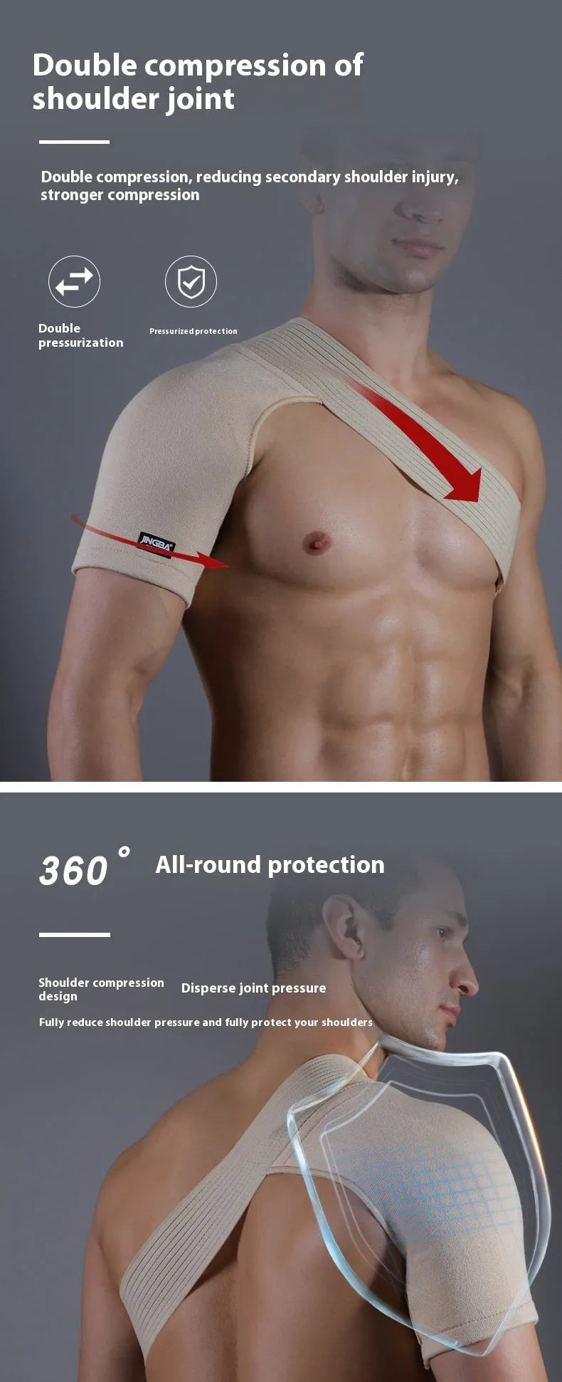 Adjustable one-shoulder pressure breathable sports protective gear in skin colour for basketball and weightlifting