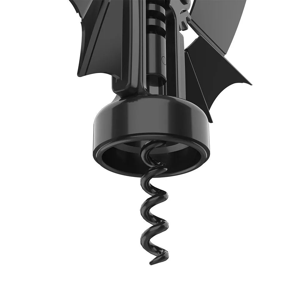 2-in-1 bat-shaped wine bottle opener in zinc alloy, 179 mm, on a flat surface