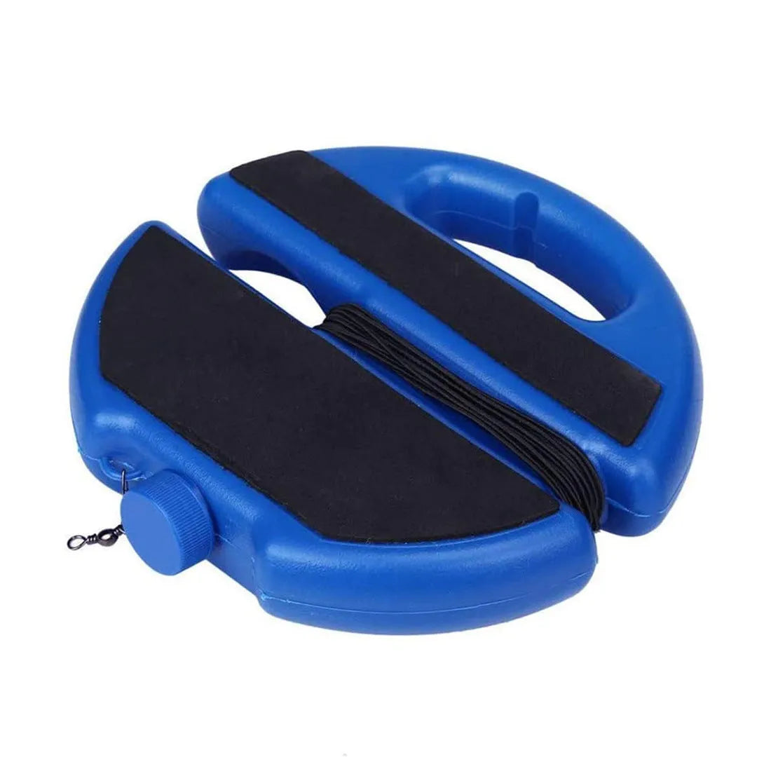 Blue round kettle tennis trainer with attached ball on line, chemical fibre construction, 20.5x20 cm size