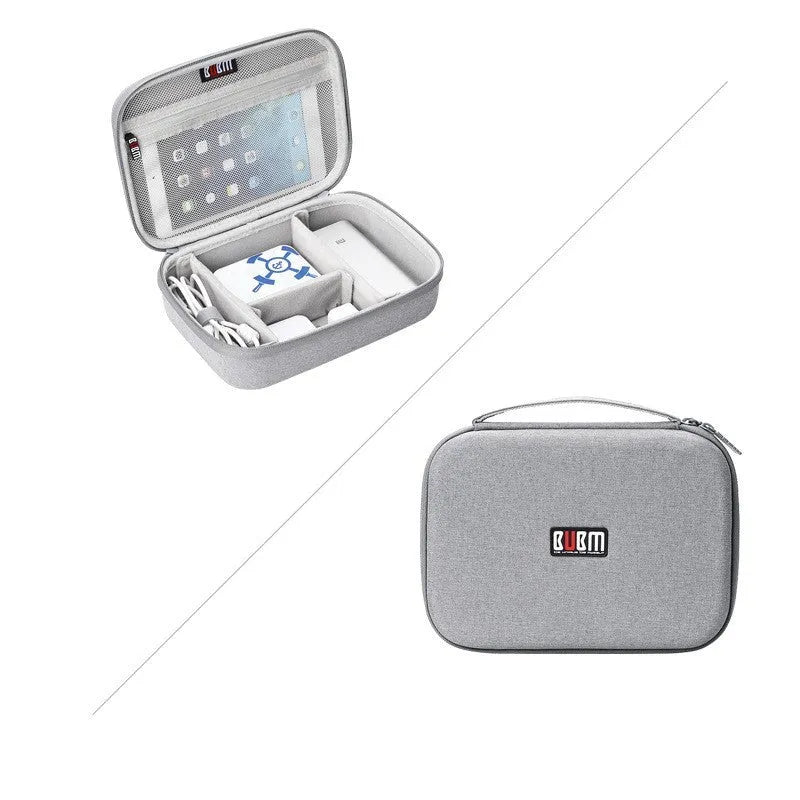Black EVA digital storage bag for headphones and tech accessories organisation