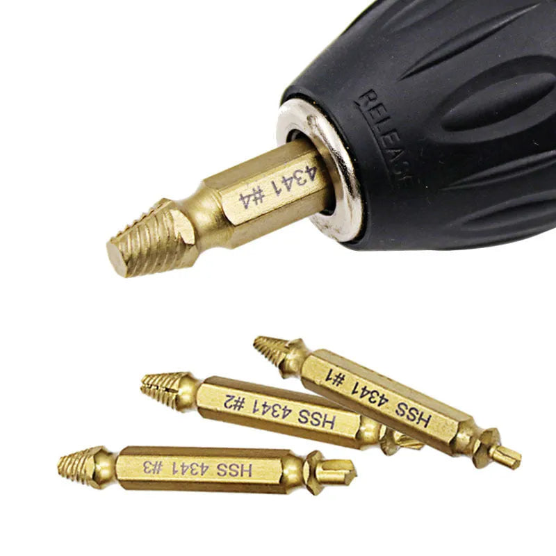 4341 high-speed steel screw extractor set for removing stripped screws and iron nails