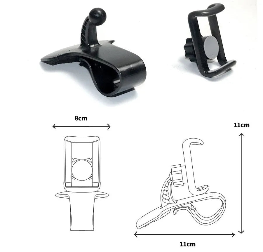 Rotating phone holder with 360-degree rotation and adjustable tilt, black colour