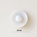 Modern round glass ceiling light 25cm white for corridor porch balcony with optional three-colour LED dimming