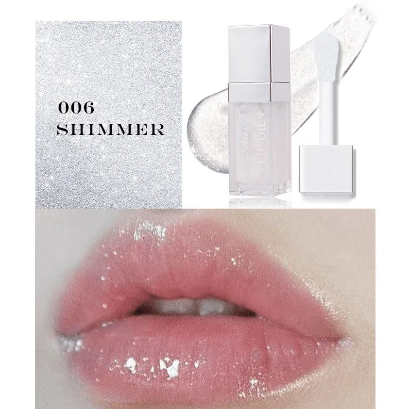 Set of five bright mint lip gloss tubes and one lip essence oil bottle for moisturising and repair.