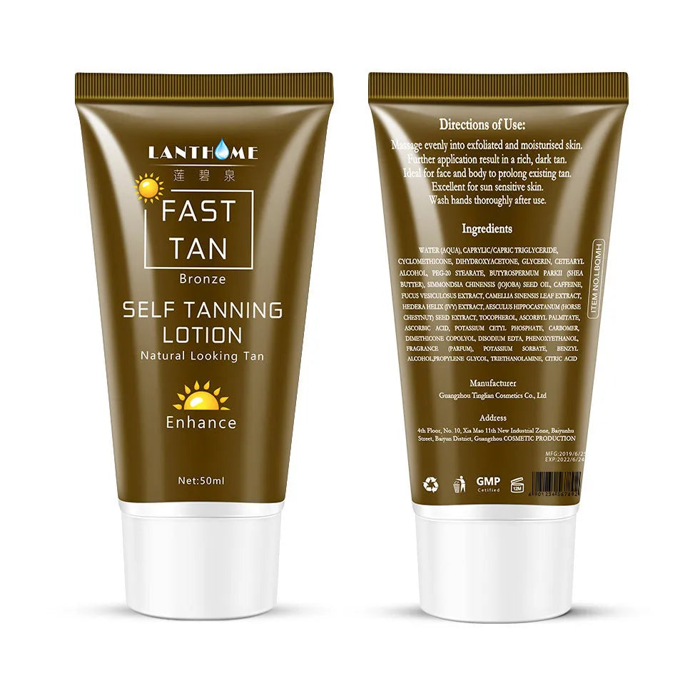 50ml tube of brown tanning cream body lotion for natural bronze skin
