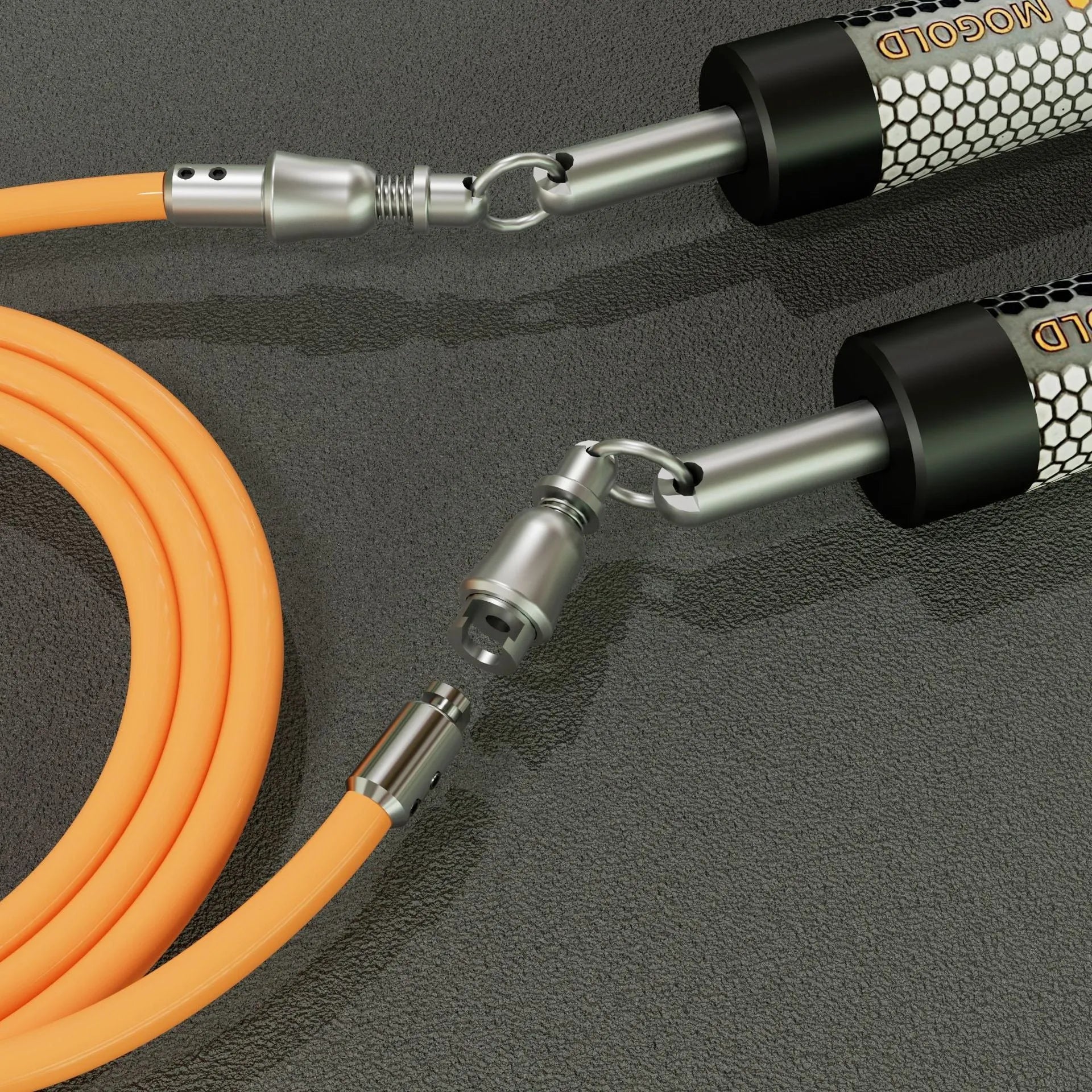 Black PVC-coated steel wire skipping rope 3 metre length on dark surface