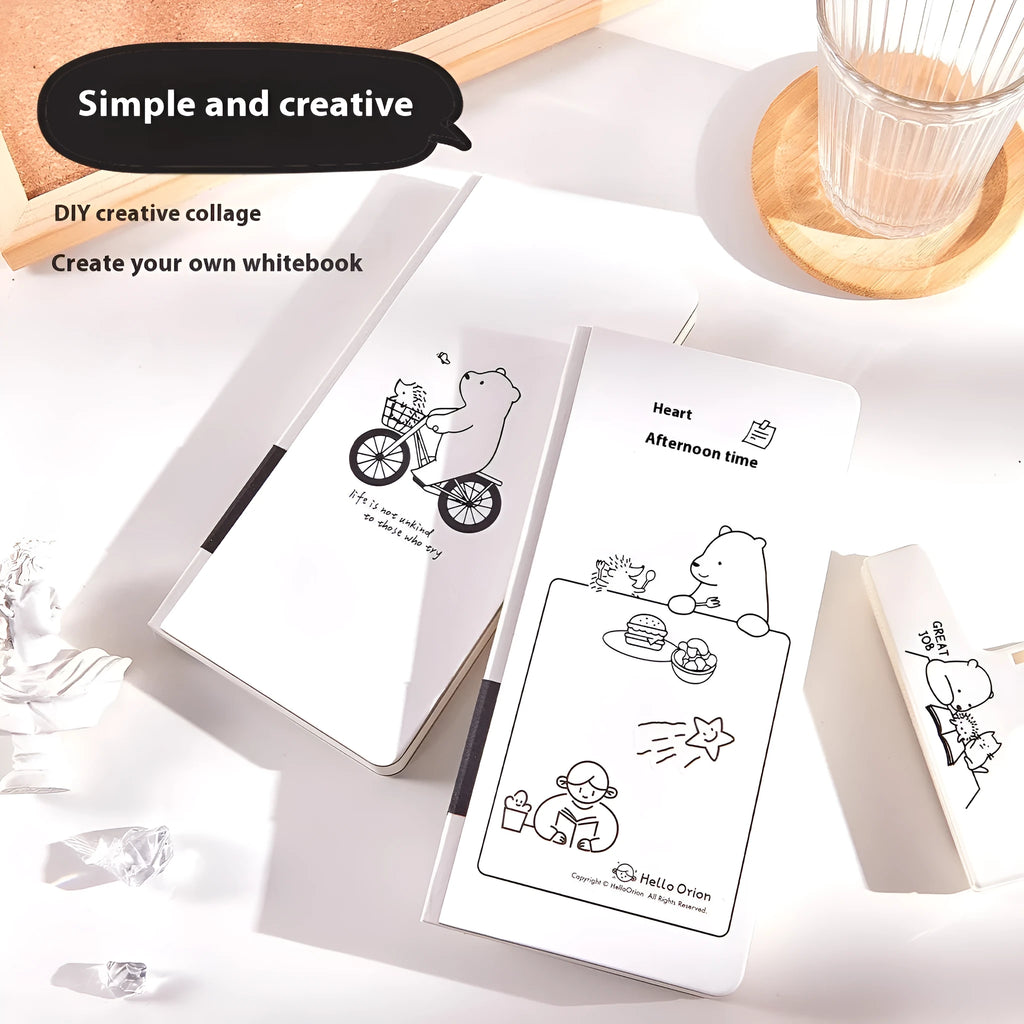 Children's paper notebook with mesh cover and plaid pages, showing sticker accessories
