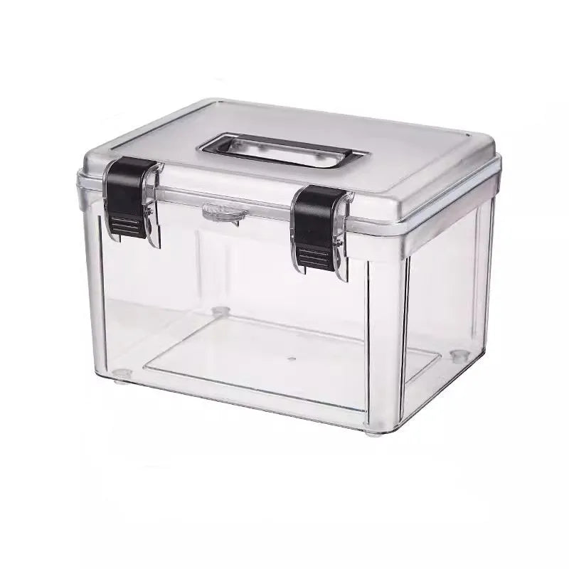 Transparent plastic lockable storage box for fish maw cordyceps medicine in 11L size