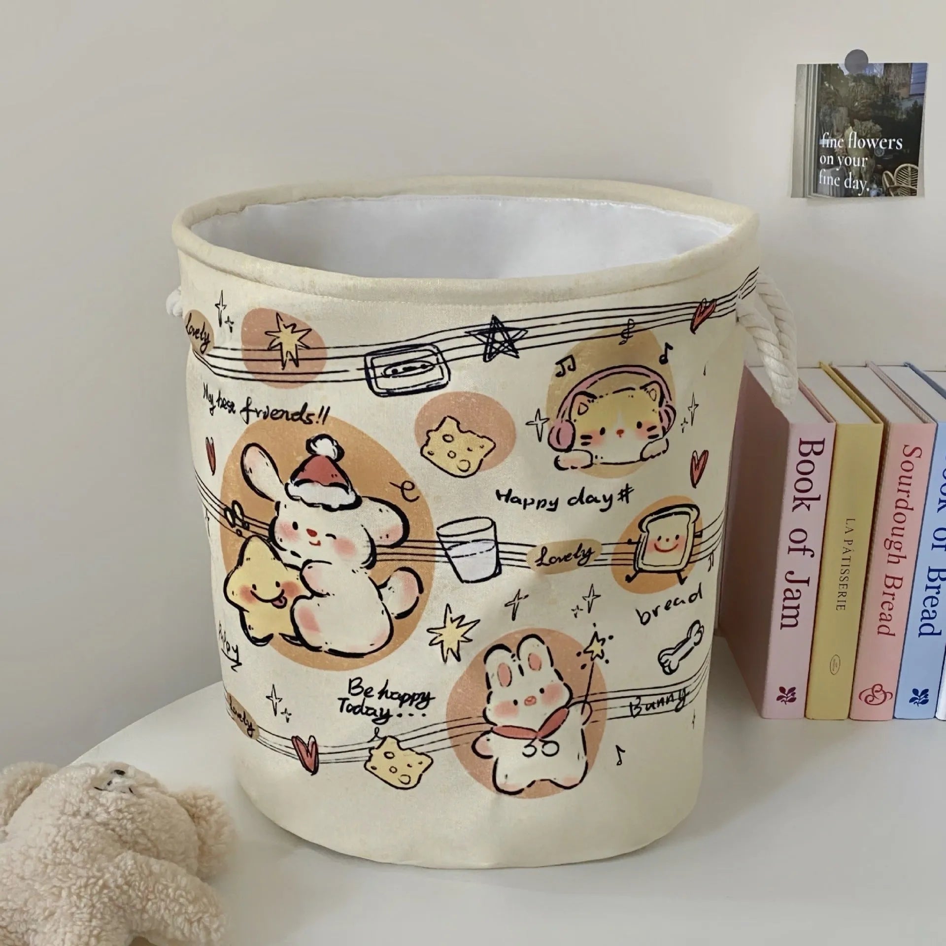 Foldable cotton laundry basket in modern simple design with large capacity for bedroom bathroom storage