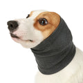 A blue polyester headband scarf for a dog, shown in a casual style.