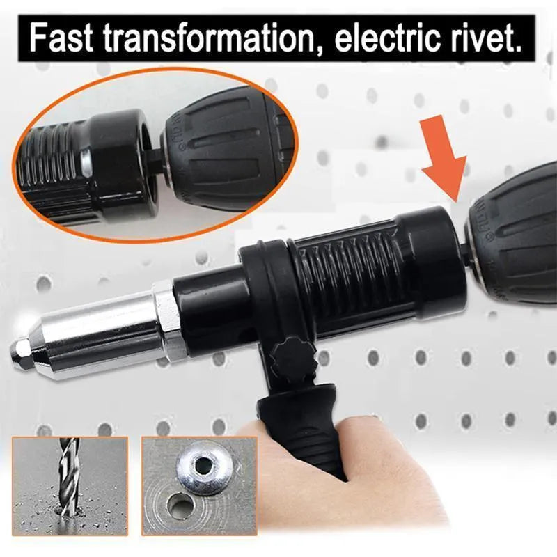 Alloy steel electric drill rivet gun adapter with four interchangeable heads