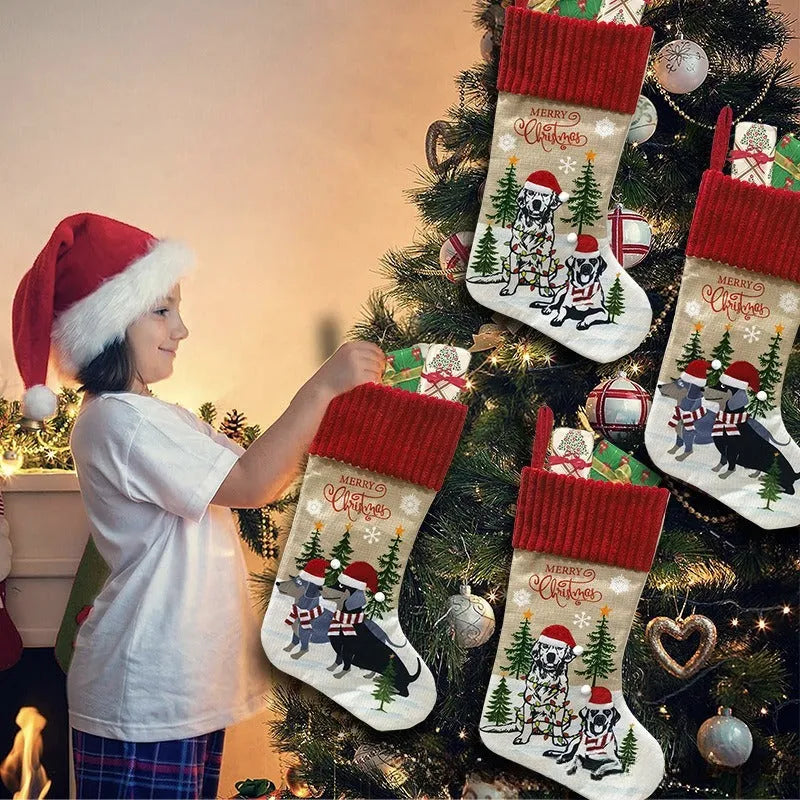 Soft cloth Christmas tree pendant gift bag ornament in pastoral or American style, dimensions 46cm by 28cm.