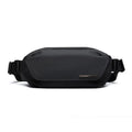 Black Oxford cloth men's messenger crossbody bag with visible stitching.