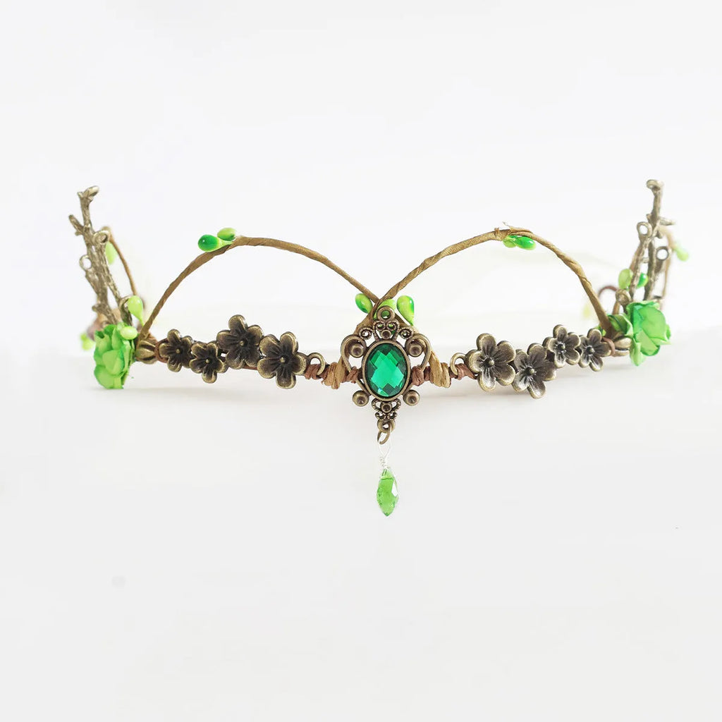 Retro handmade mori style decorative Tuinga elf queen hair headband in purple with plum blossom alloy design