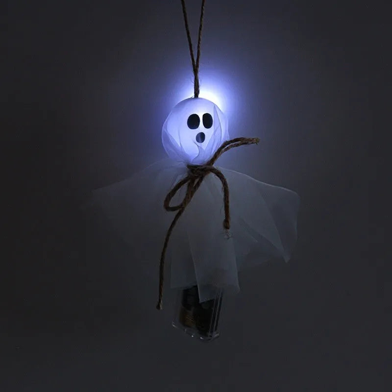 Halloween ghost-themed LED lighting chain with colourful lights and battery box for party decoration