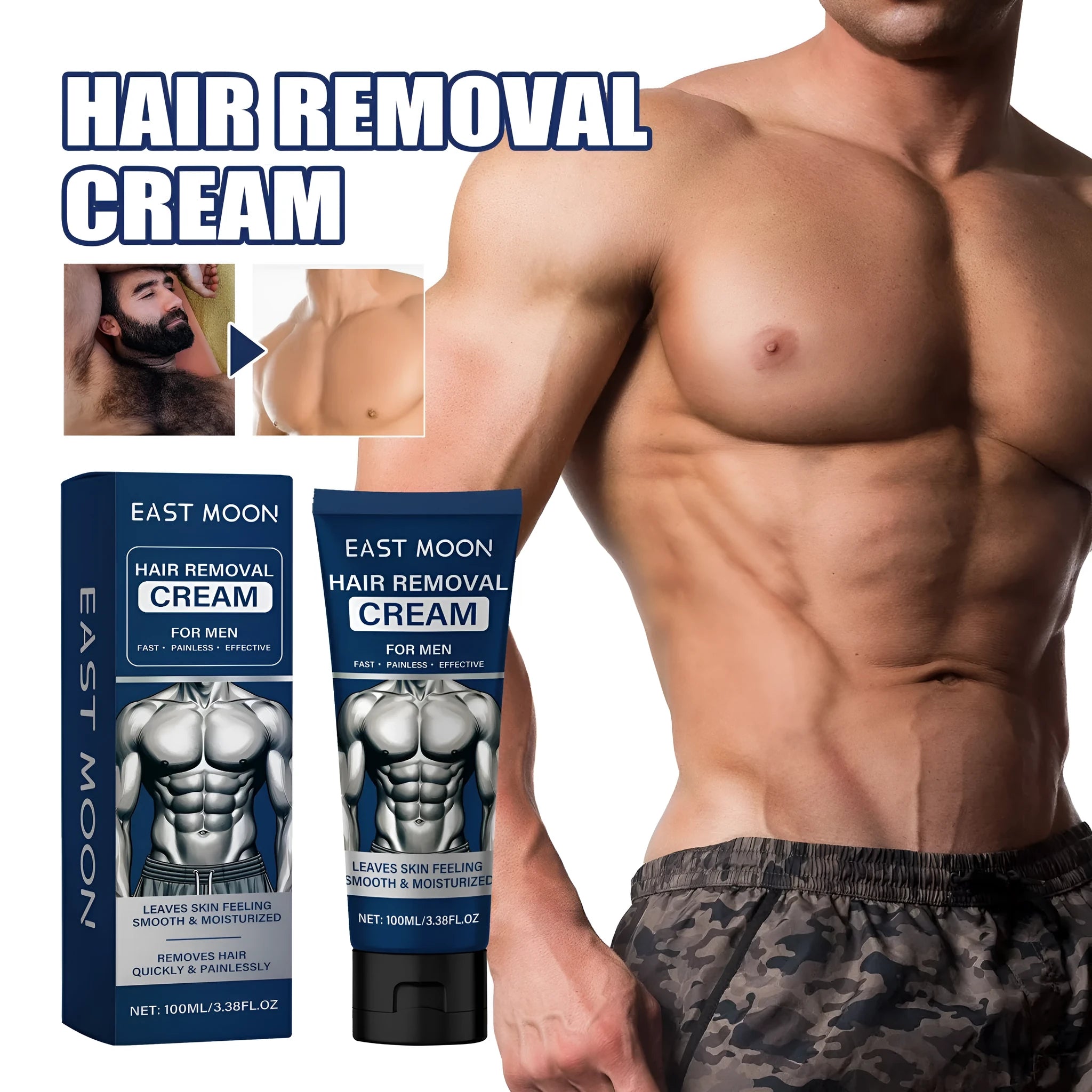 Men's hair removal cream 100ml container for beard armpit hand leg hair depilation