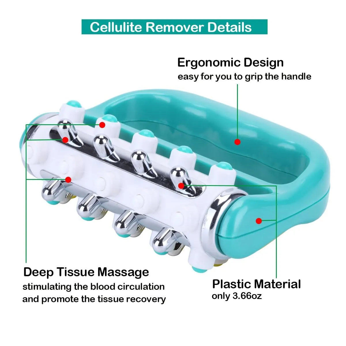 Mini plastic cellulite massager roller in blue with ergonomic grip for deep tissue massage