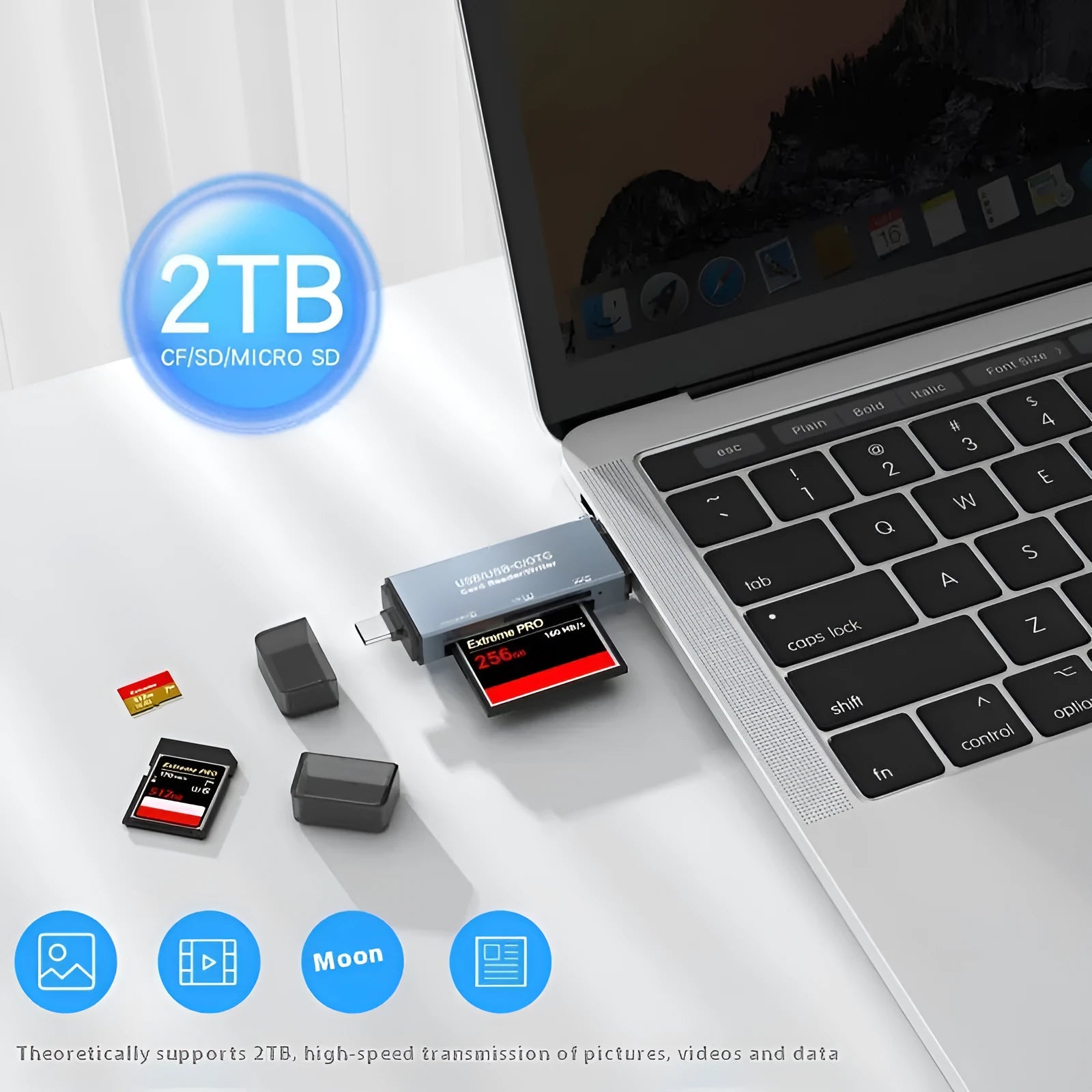 CF SD TF three-in-one USB card reader with aluminium alloy housing