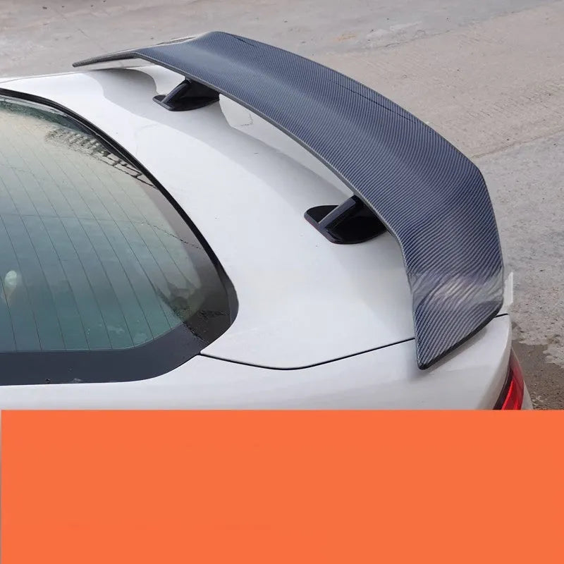 Universal adhesive-mount ABS car spoiler in bright black finish