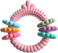 Blue TPR rubber squeaky chew ring dog toy for small dogs on a white background