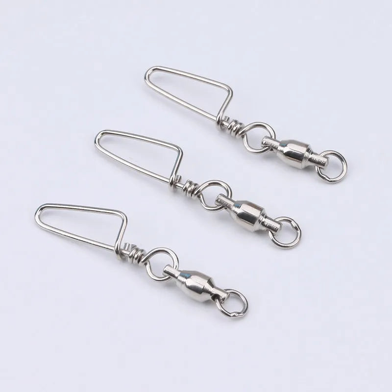 Fishing 8-shaped ring bearing swivel in copper, silver white colour, with 8-shaped ring and bearing mechanism visible