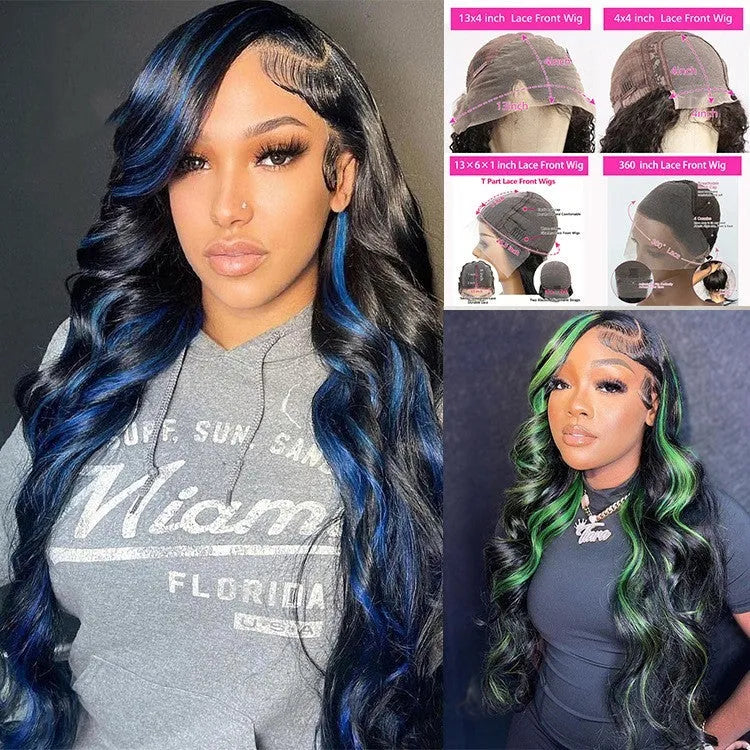 Real human hair lace front headgear for women in a long, straight style with a 4x4 lace front.