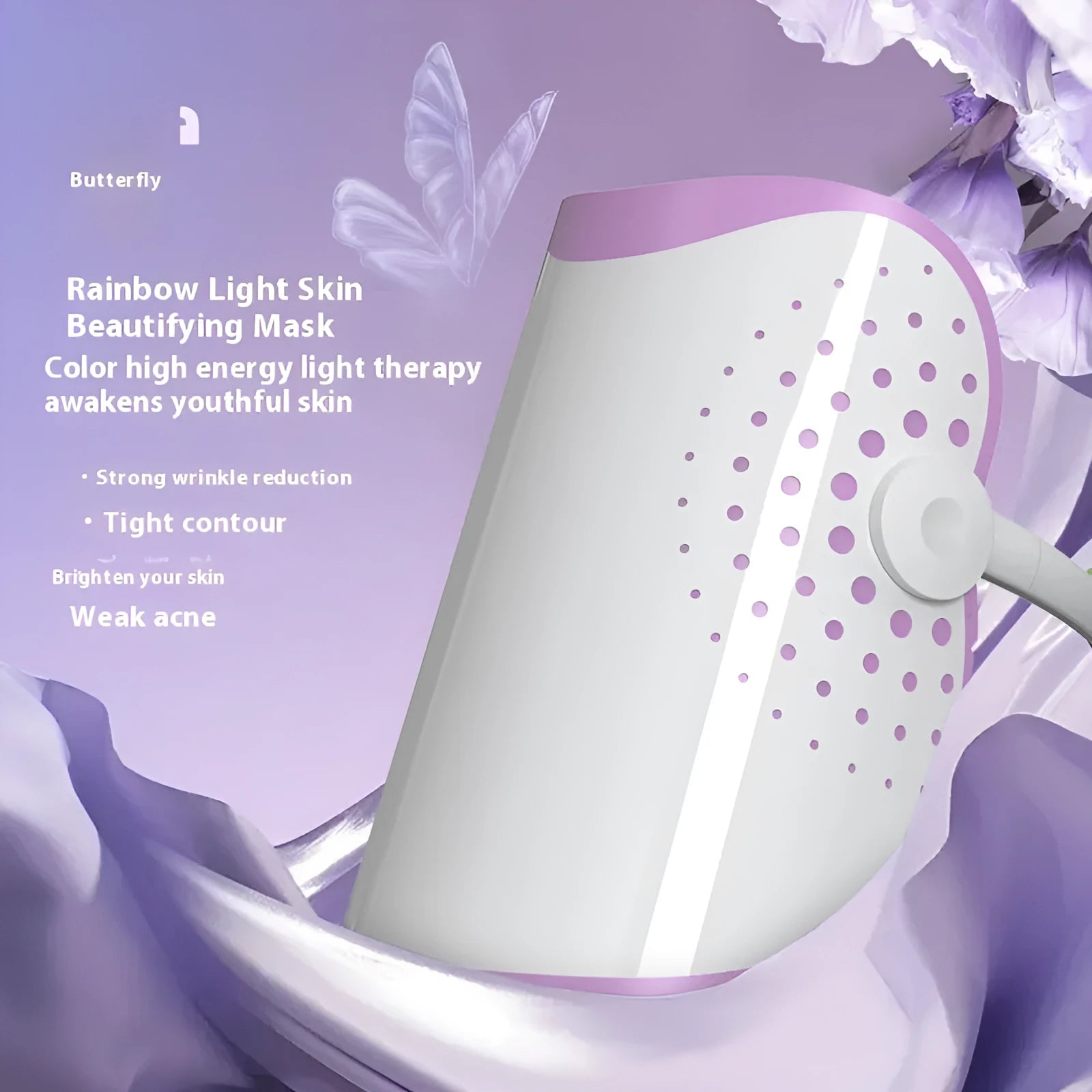 White and purple photon beauty mask IPL device with colour light therapy function