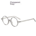 Retro round flat mirror glasses in bright black, sand black, tofu pudding, and transparent grey frame colours.