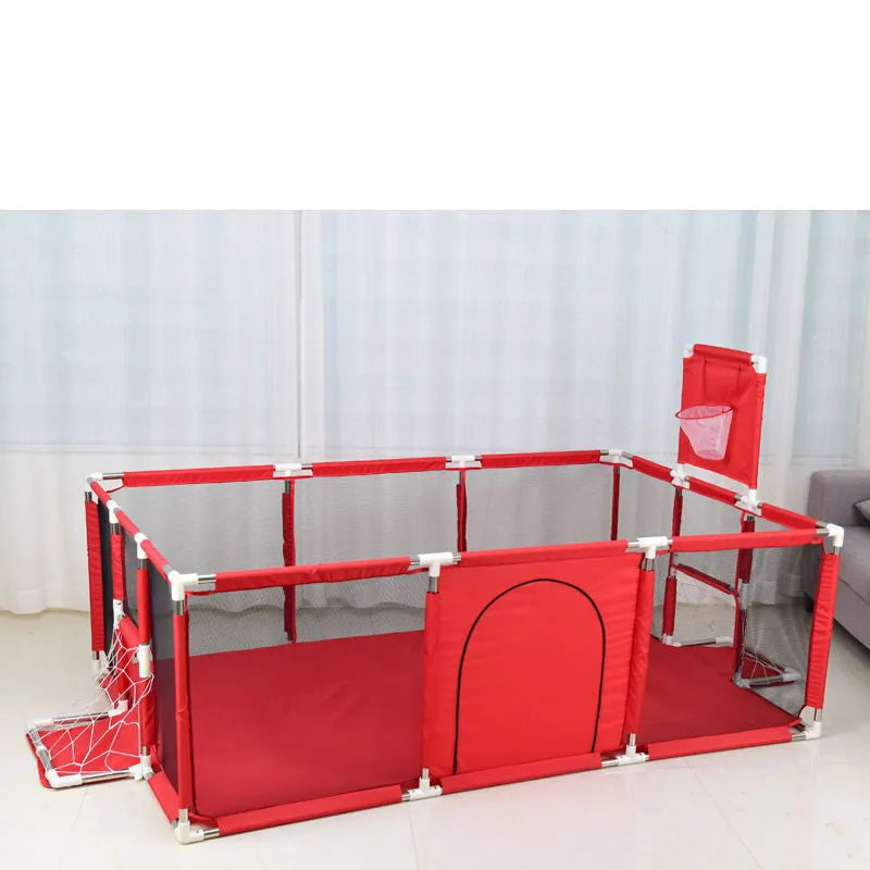 Children's tent playpen with Oxford cloth fence and stainless steel frame in dark grey, 1.22x2.3x1.05m, for indoor play