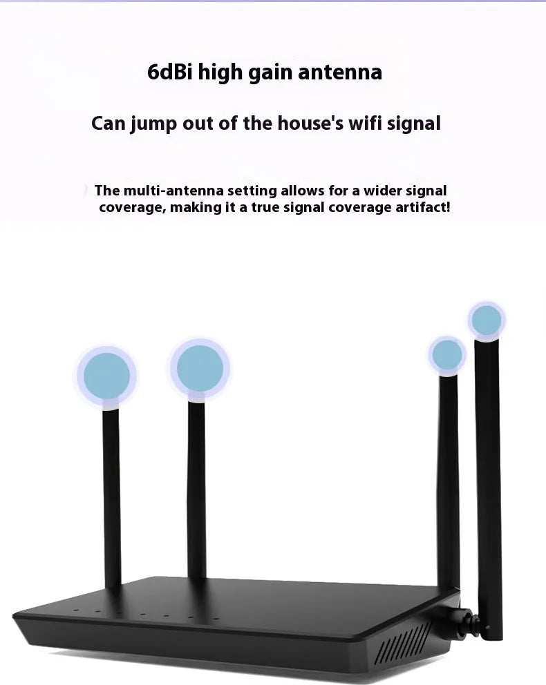 White portable wifi router with 300m range and 4 LAN ports on metal casing