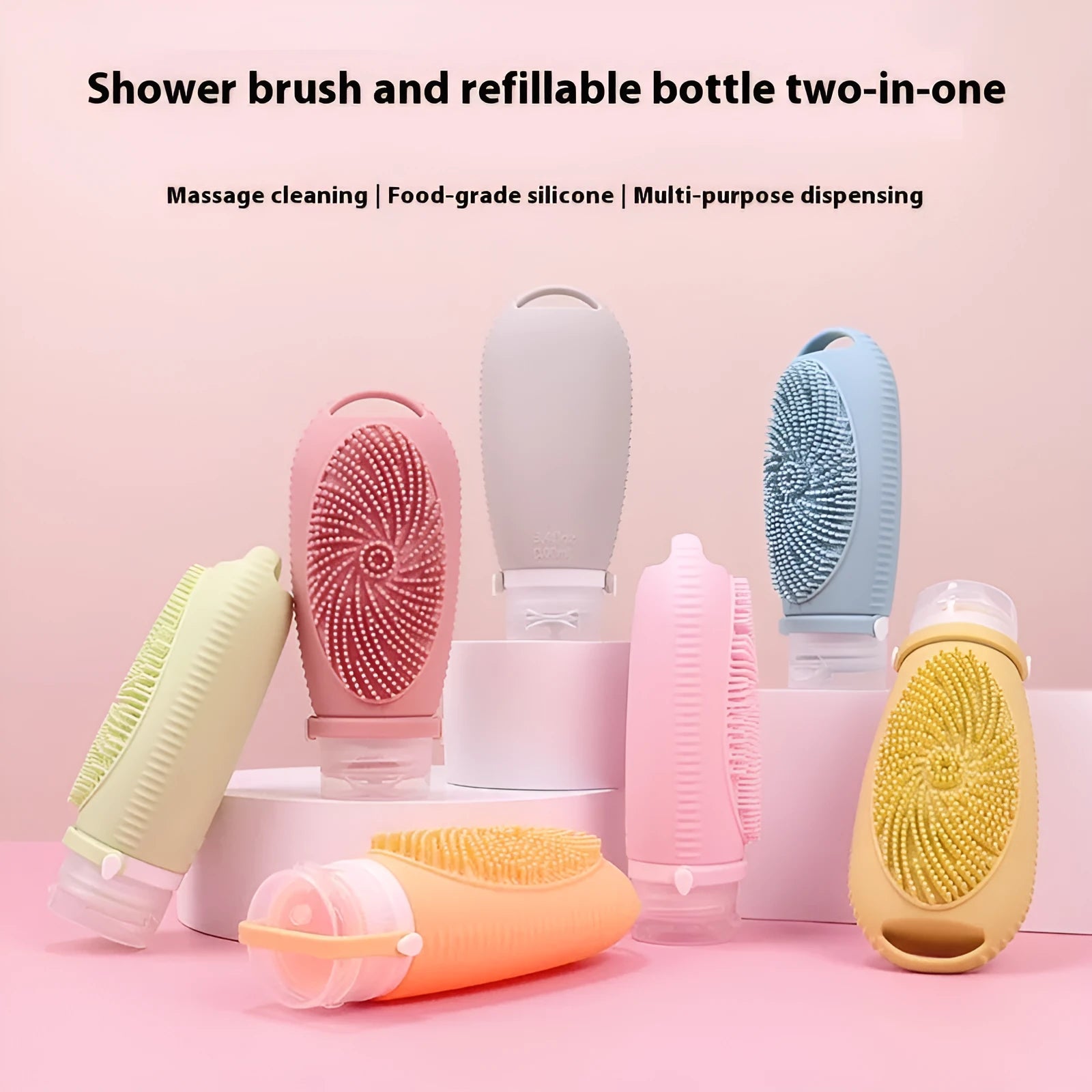 Silicone bath brush storage bottle with 100ml capacity in various colours