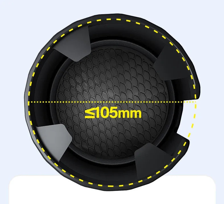 Matte black ABS car cup holder expander with adjustable base for large drink bottles.