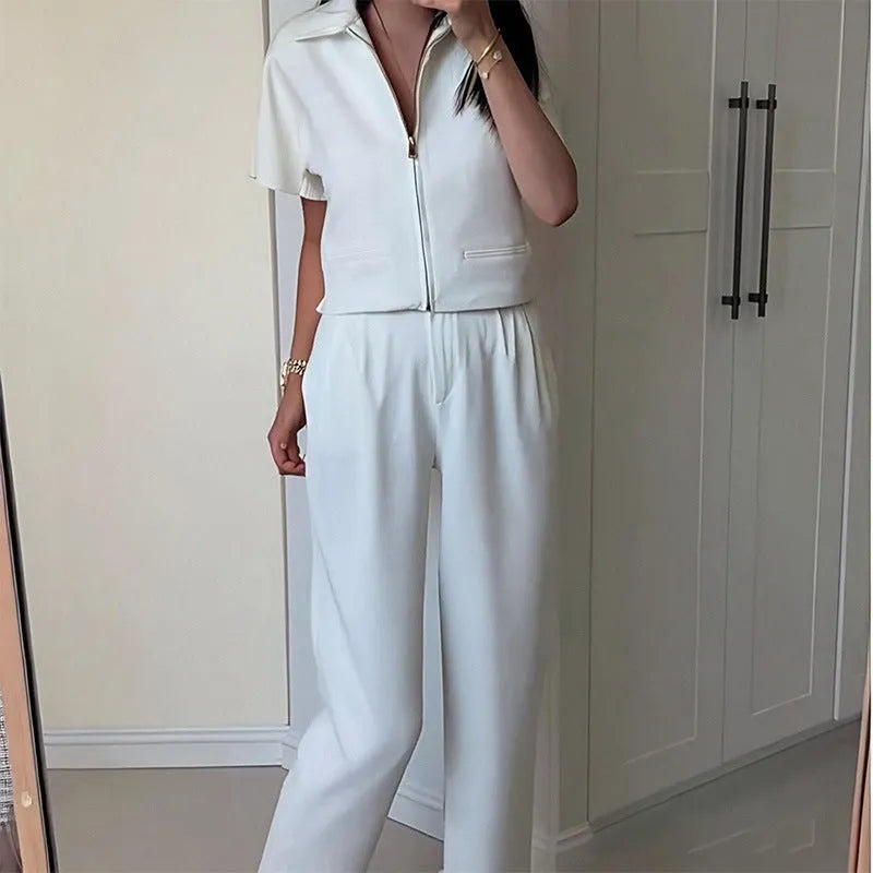 Women's loose fit short sleeve polyester casual top in white black and yellow