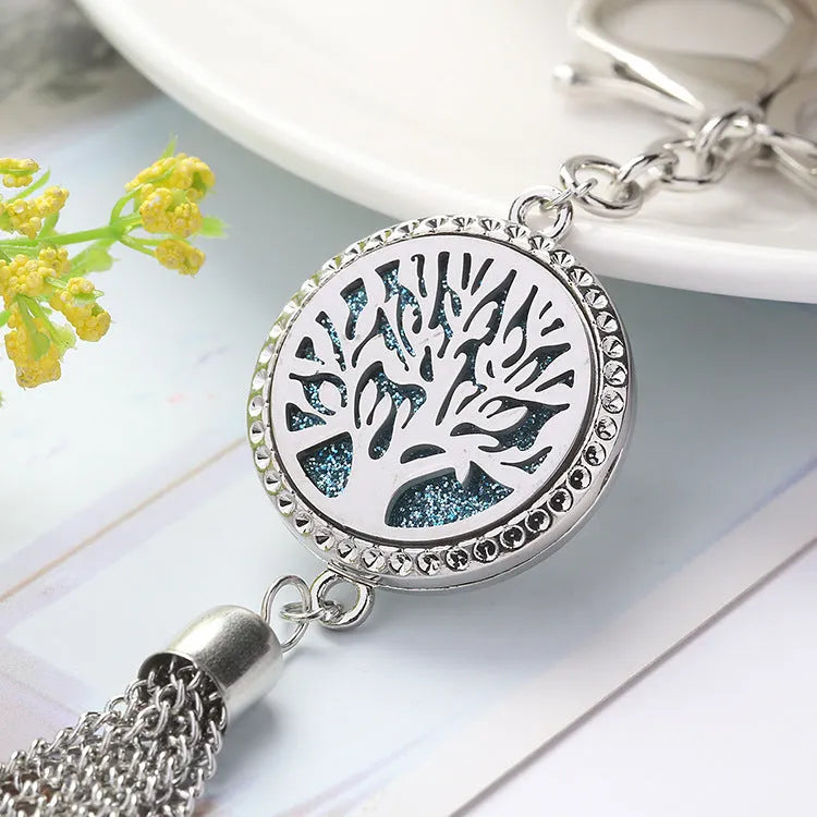 Alloy tassel aromatherapy car pendant necklace with chain for essential oil diffusion