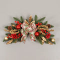 American country style plastic Christmas garland draped on a stair bannister with optional LED lights.