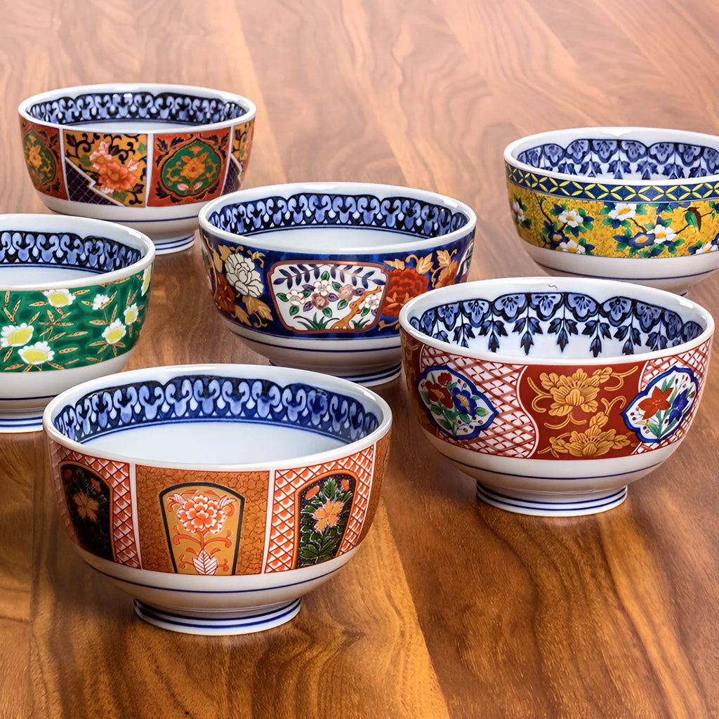 Japanese style 4-inch ceramic bowl with retro peony floral pattern and underglaze surface