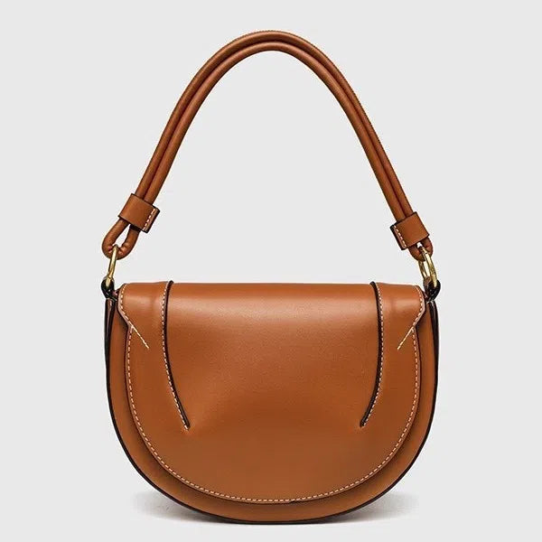 New PU saddle bag with magnetic clasp, oval shape, 16x24x8.5cm, available in black brown and claret red