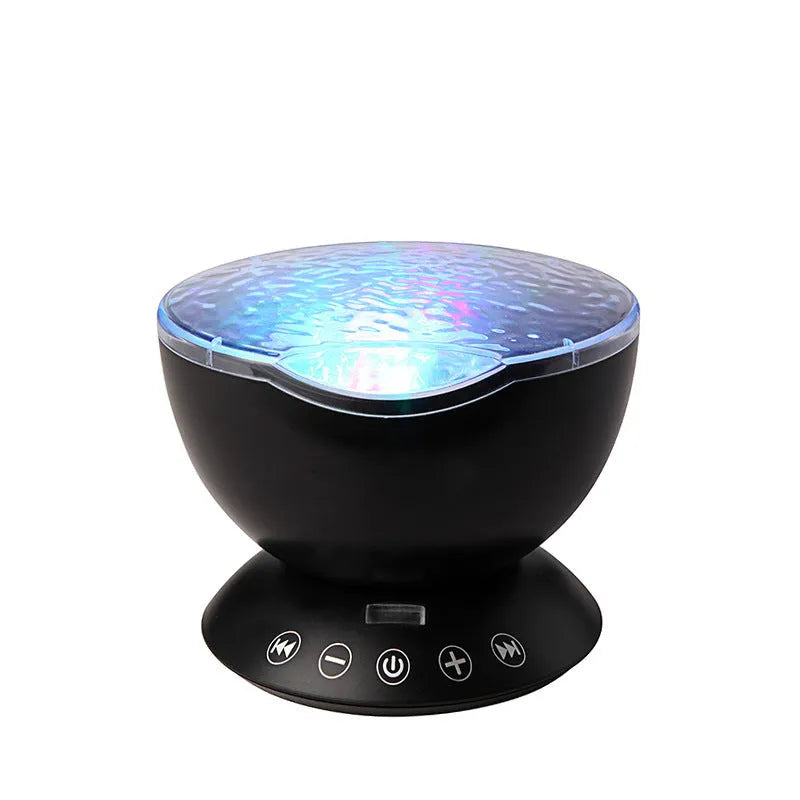 Ocean wave projector LED night light in white and blue with remote control