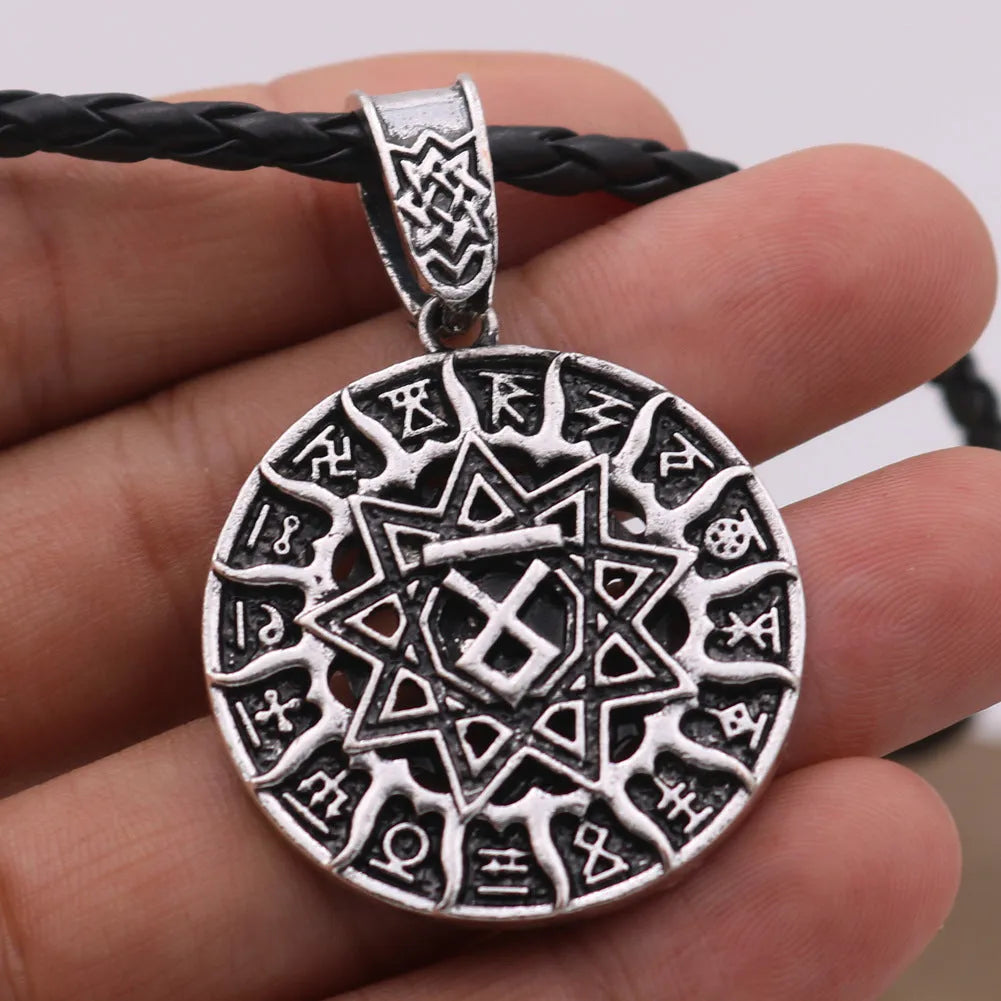 Lunavin ODing logo alloy pendant necklace with antique silver finish and snake bone chain