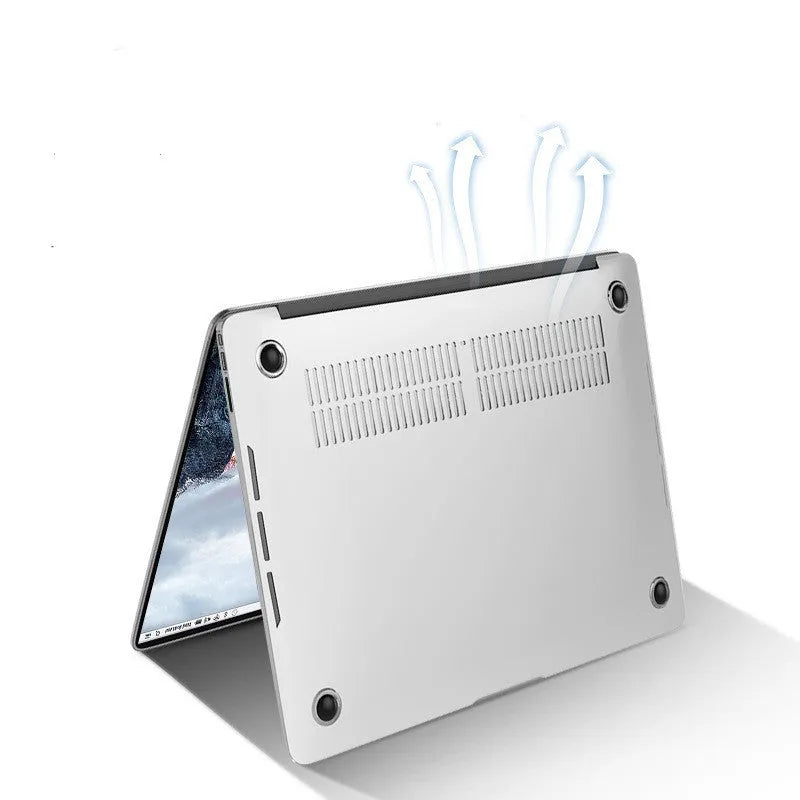 Transparent PC protective case for MacBook Pro 14-inch laptop on table