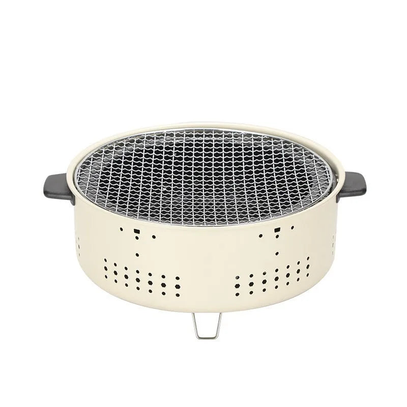 Portable charcoal tea stove with removable grill rack disk for indoor baking