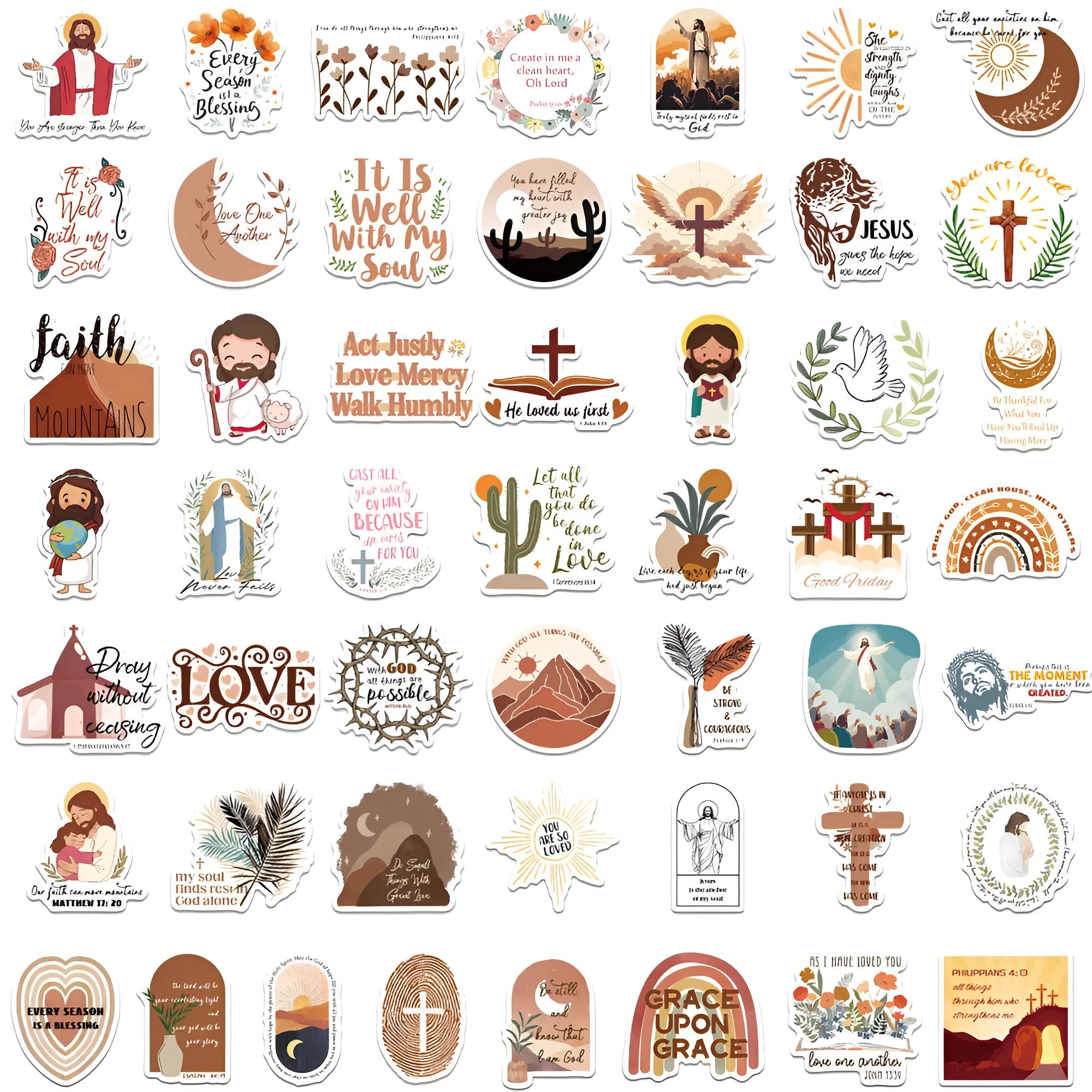 Graffiti stickers pack showing 50 random printed designs for wall decoration and personalisation