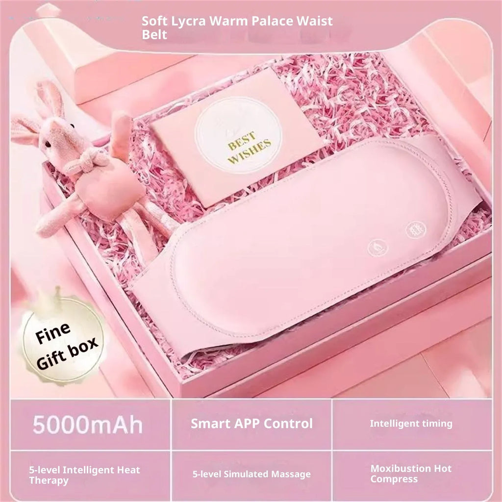 Intelligent heat belt in soft Lycra with 5000mAh battery and app control for stomach ache relief, gift box style