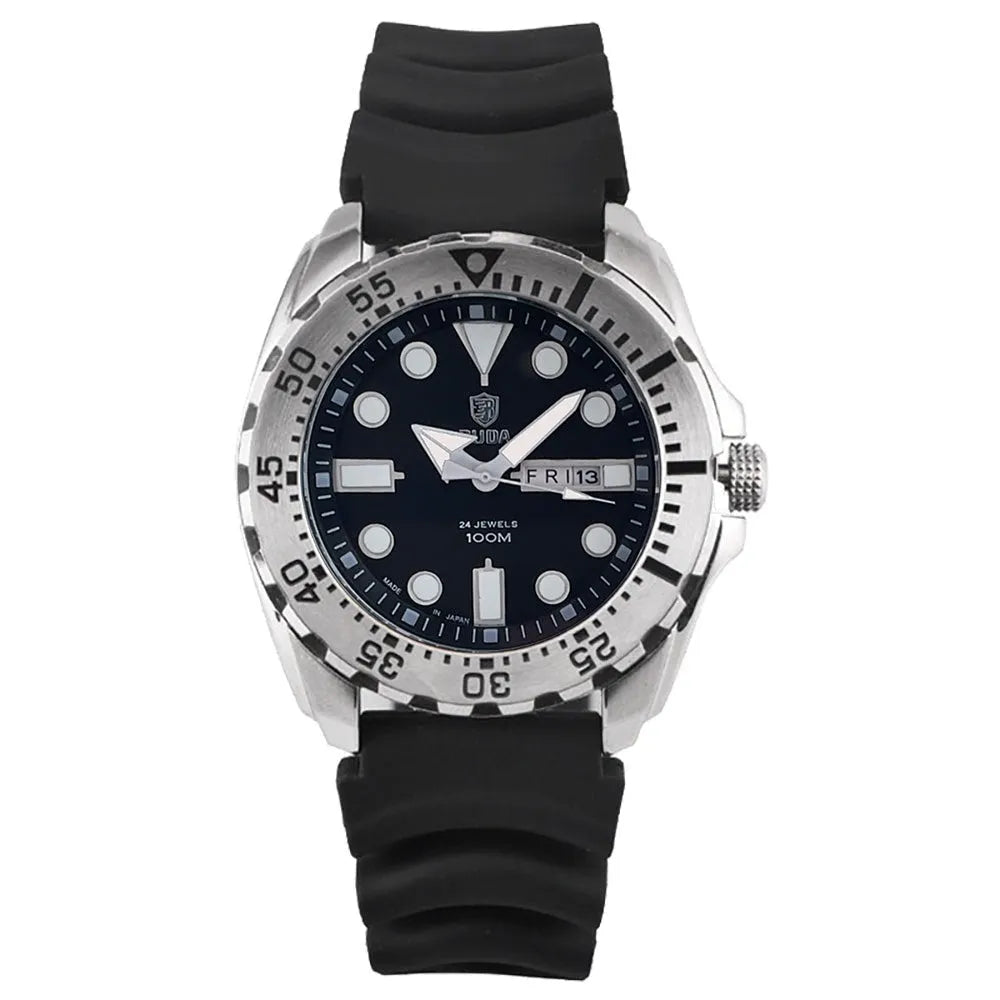 Men's waterproof luminous quartz watch with 15mm steel case and sports-style design